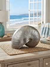 Maitland Smith Silverplate Nautilus Shell  Beachy Seashell Decor Gorgeous Heavy  picture
