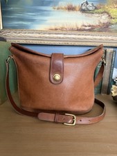 Vintage Coach Binocular Bag 9853 British Tan Leather USA Crossbody Shoulder Bag picture