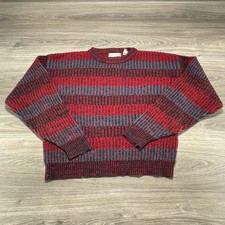 Vintage Saturdays Sweater Mens Large Red Stripe Knit Crewneck Pullover 90s picture
