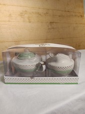Grace Teaware Sugar and Creamer Set Mint Green and Gold New picture