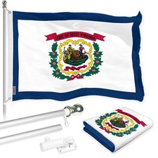 G128 Combo: 6 Ft Flagpole Silver & West Virginia Flag 3x5 Ft Printed 150D Poly picture