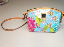 Dooney & Bourke Floral Crossbody Bag Blue Multicolor, Zip, Gold, Detach Strap picture