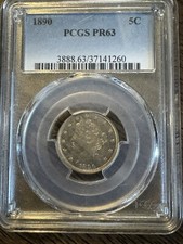 1890 Liberty V Nickel PCGS PR63 Certified Proof PR PF 5C picture