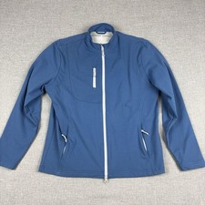 Johnnie-O The Fade Jacket Mens M Blue Lake Softshell Full Zip Pockets Stretch picture