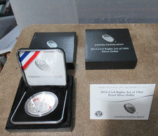 2014 P Civil Rights Act of 1964 Proof Silver Dollar Coin US Mint Packaging w COA picture