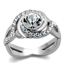 2.18 Ct Round Cut Crystal Stainless Steel Engagement Ring Women's Size 5-10 picture