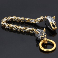 Nordic Celtic Wolf Men's Men's Retro Handmade Stainless Steel Bracelet Jewelry picture