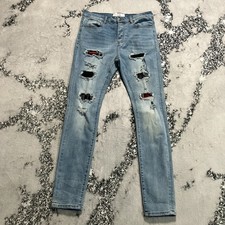 Sixth June Distressed Skinny Jeans Mens Size 32 Light Wash Ripped Denim picture