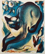 Siamese Cat Agnes Miller Parker 1939 VINTAGE art print antique painting picture
