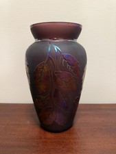 Fenton Plum Iridescent Sand Carved 
