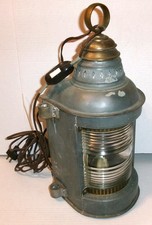 18” Vintage WILCOX CRITTENDEN Maritime SHIP Port LANTERN Old Fresnel Lens Wired picture