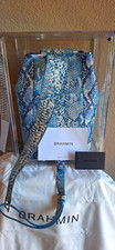Brahmin Blue Snake Print Embossed Leather Turn Lock Crossbody w/ Dust Bag picture