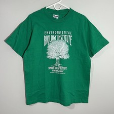 Vintage Environmental Biology Institute Green Single Stitch T-Shirt Adult Large picture