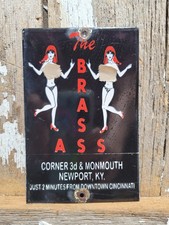 VINTAGE BROTHEL PORCELAIN SIGN OLD BRASS GENTELMANS CLUB CINCINNATI WOMEN BAR picture
