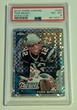 TOM BRADY RARE XFRACTOR 2010 Topps Chrome X-Fractor Checker Refractor #C80 PSA 8 picture