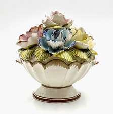 Vintage Italian Hand Painted Porcelain Flower Topiary Basket picture