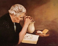 UNIQUE Gratitude - Old woman saying grace fine art 8 x 10