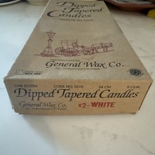 Vtg General Wax Co White Dipped Tapered Candles 9.5