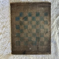 Antique Painted Wood Game Board Checkers Country Primitive picture