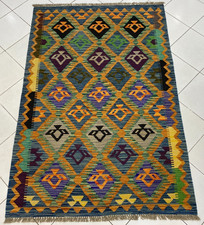 4x6 ft Handwoven Oriental Afghan Geometric Modern Turkish Traditional Wool Kilim picture