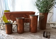 Vtg French Country Kitchen Copper Brass Nesting Measuring Cups H 4.5