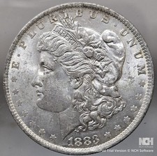 Rare 1883 O Morgan SILVER Dollar $1 - Abut BU, gold tone crescent on the reverse picture