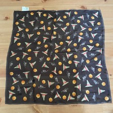VTG Talbots Halloween Silk Scarf Black Cat Witch Hat Pumpkin Print Square picture