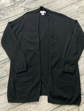 M MAGASCHONI Black Open Front Long Cashmere Cardigan Size M Quiet Luxury picture