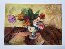 Paul Gauguin (Handmade) Oil Drawing On old Paper Signed & Stamped, Vtg Art picture