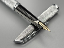 Waterman C/F Cartridge Filler Moire Silver Plate 18K F Nib Vintage from Japan picture