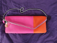HENRI BENDEL Debutante Asymmetric Clutch/X-body-Pink-Orange-Pebbled - Barely Use picture