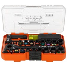 Klein Tools KNECT 28-Pc Pass Through Impact Socket Set SAE Metric 65400KNECT picture
