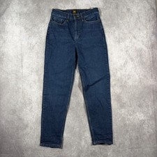 Lee Womens High Rise Tapered Leg Jeans Dark Wash Blue Denim 6M Minimalist Chic picture