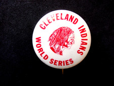 ORIGINAL 1948 WORLD SERIES CLEVELAND INDIANS PIN..GREAT FRONT..SOME RUST ON BACK picture