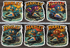 Harley-Davidson Snowmobile 6 Sticker Fun Pack Vintage Harley 9x9cm Monster Art picture