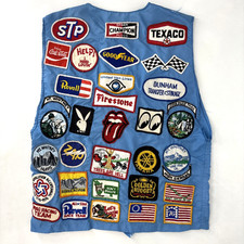 1970s INSANE All Over Patch Vest Racing Playboy Rolling Stones White Sox Yamaha picture