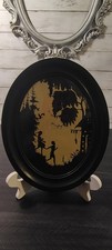 Vintage German Scherenschnitte Paper Cut Art Hansel & Gretel Oval Metal Frame picture