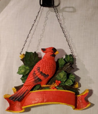 Red Cardinal Bird Hanging Wall Plaque On Chain Foam picture