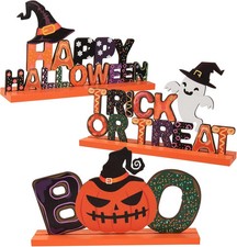 3Pcs Wooden Vintage Halloween Table Centerpiece, Desk Decorations Indoor picture