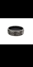 Unique 8mm Men’s Wedding Band- Dome Shaped Black  Tungsten- Mayan Inspired picture