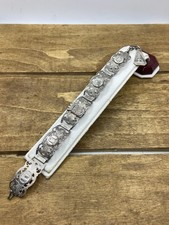 Antique 1900s French Filigrane Depose Paris Landmark Tourist Bracelet 7.25” picture