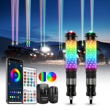 Pair 1FT Spiral Laser LED Fat Whip Light Antenna RGB Chasing For Can-am X3 RZR picture
