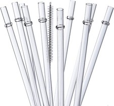 12 Pack Reusable Hard Plastic Clear Straws 10.5 Inch Tumbler Straws Wit picture