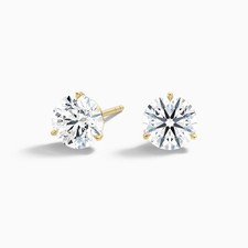 2 Ct Round Cut Lab Grown Diamond Solitaire Stud Earrings 14k Yellow Gold picture