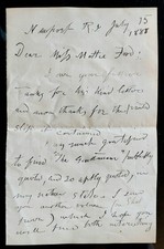George Henry Calvert 1888 Ltr to Actress Martha Ford - John T Ford Family picture