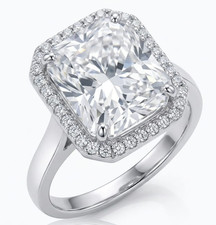 RARE 8.00 Ct Certified Radiant Cut White Natural Diamond Ring White Gold Finish picture