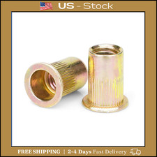 50 Pcs 5/16-18 UNC Carbon Steel Rivet Nut Flat Head Threaded Insert Nutsert SAE picture