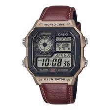 CASIO AE-1200WHL-5AV AE-1200WHL-5A LEATHER BAND METALLIC DIGITAL WATCH picture