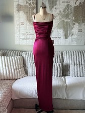 Windsor Cowl Neck High Slit Satin Column Dress Size M Color Magenta NWT picture