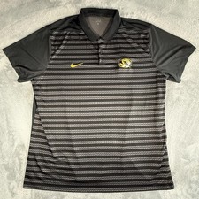 Missouri Tigers Polo Shirt Mens XL Black Striped NCAA Football Nike Dri Fit picture